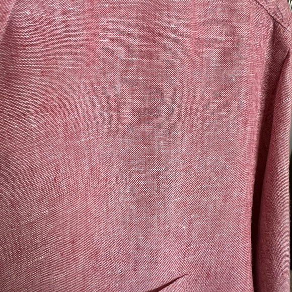 Men’s J Crew Linen Trim Fit Button Down Shirt Red Linen Color SIZE LARGE - Picture 3 of 3